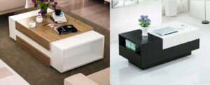 Wooden Glass top center table with shelves