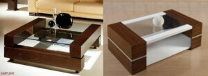 Wooden Glass top center table with shelves
