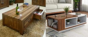 Simple Wooden Center Table with shelves 