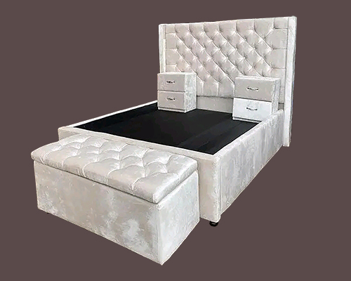 Upholstered bed 5x6 with side drawers