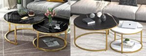 Round Metallic and marble top center tables