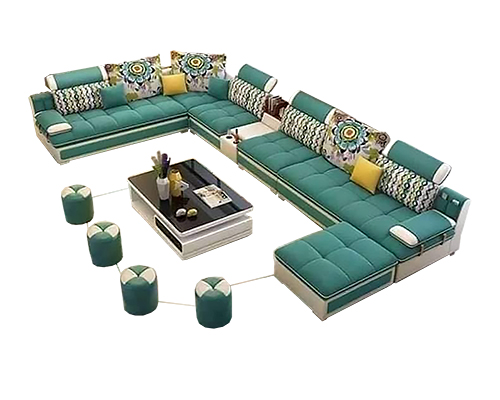 U shaped sofaset 10 seater with center table and leg rest