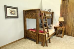 Log Cabin Bunk Bed with a ladder