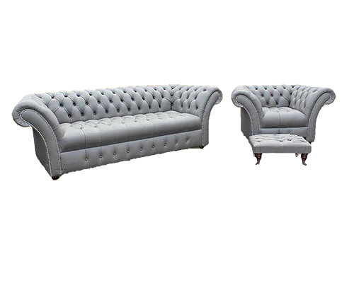 Chesterfield sofaset 3 seater and a foot stool
