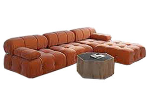 Modular Sofaset 3 Seater  With a Chaise Lounge and Center Round Poof
