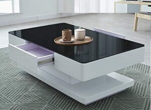 Center Table with Shelf Rectangle Center Table White and Black