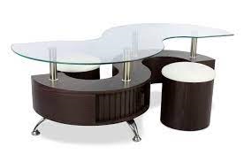 Glass Top Wood Curved and stainless Steel Center Table