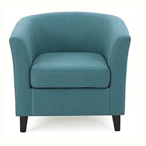Fabric Club Chair with Square Arms and wooden legs