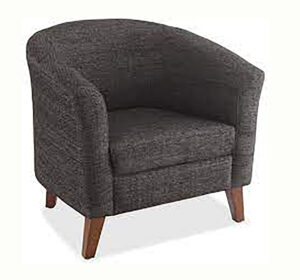 Fabric Club Chair with Square Arms and wooden legs