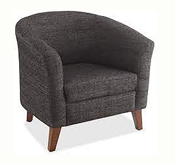 Fabric Club Chair with Square Arms and wooden legs