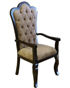 Upholstered Fabric Solid Back dining arm Chair