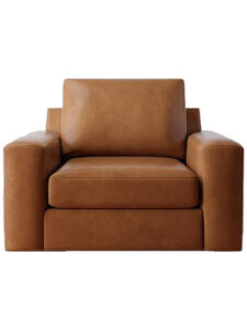 square arm leather swivel armchair