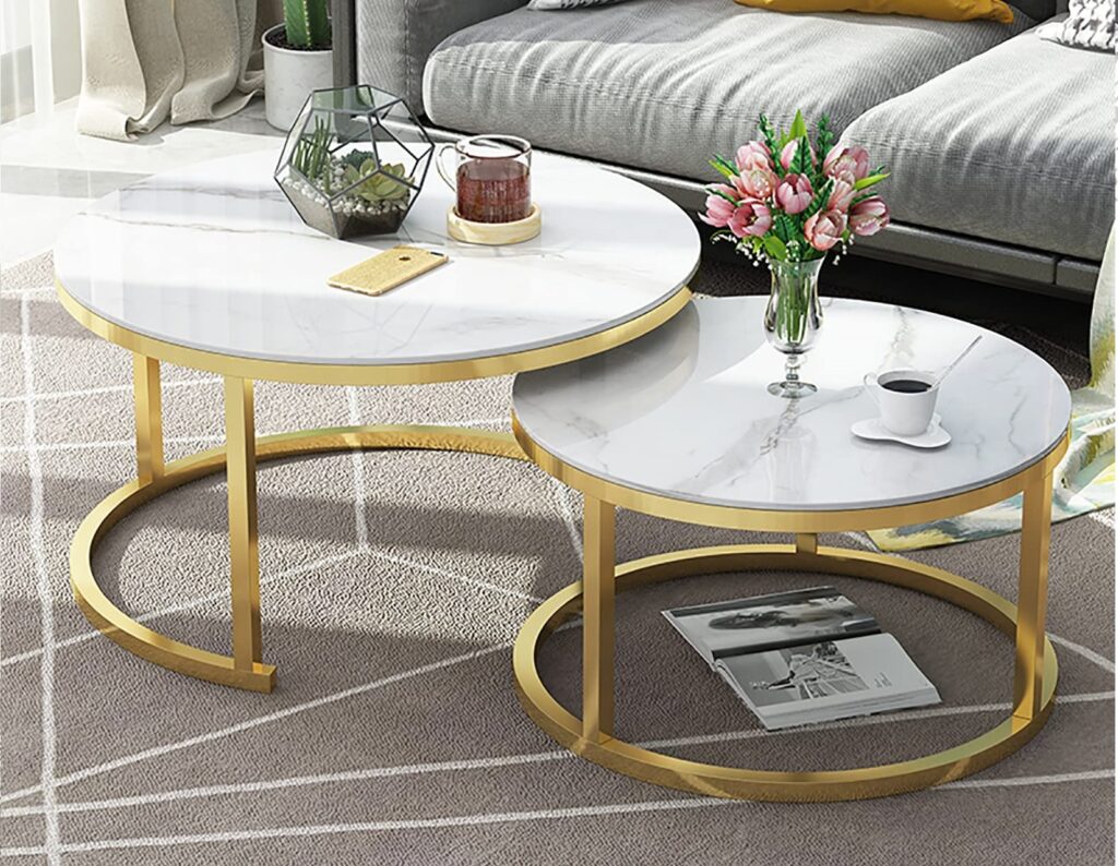 Modern Style Living Room Marble Top round Coffee Table
