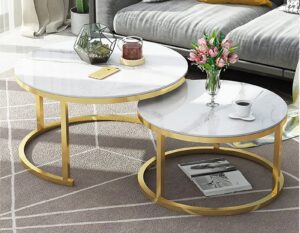 Modern Style Living Room Marble Top round Coffee Table