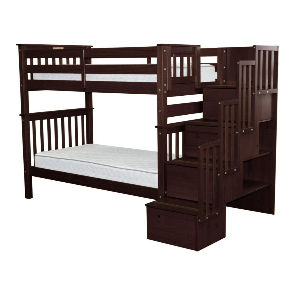 Wooden Twin Over Twin Floor Convertible Double Decker Bed