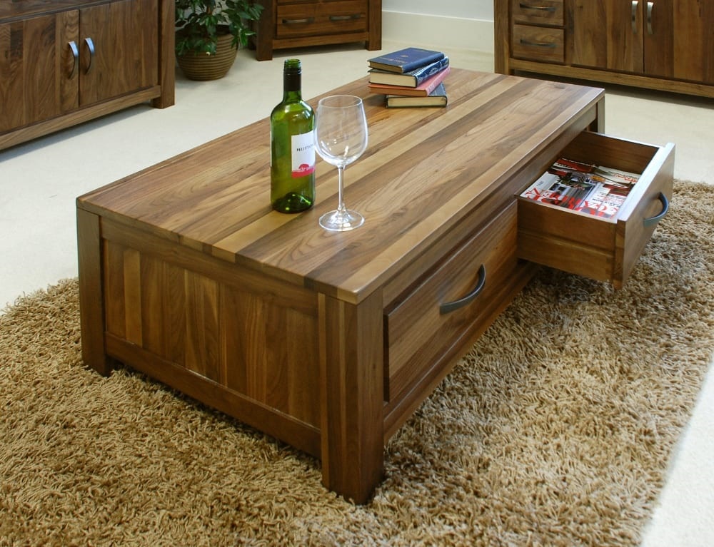 Modern Wooden Center Table With Drawer and shelf