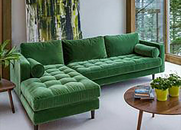 L shaped Mid-Century Modern Sofaset 3 seater