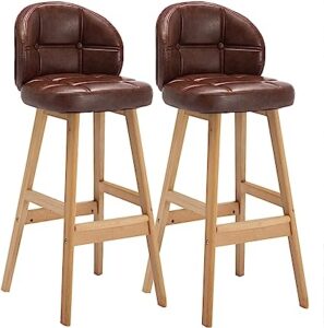 Solid wooden kitchen bar stools with backrests