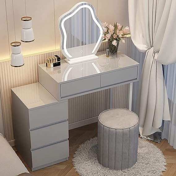 Bedroom dressing table with mirror and drawers