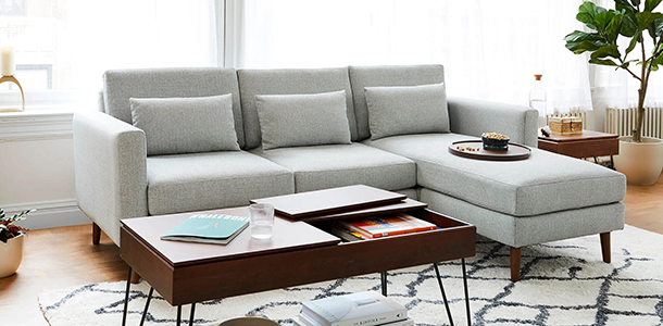 L shaped Mid-Century Modern Sofaset 3 seater