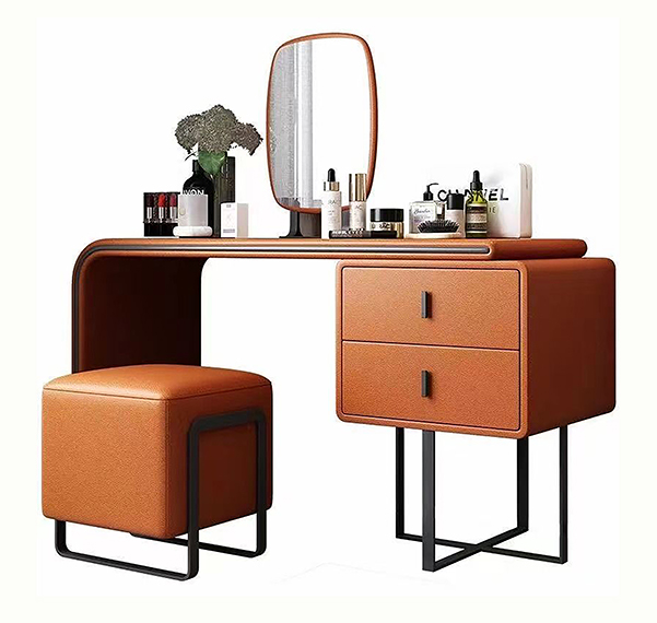 Dressing Table withGolden legs mirror and stool