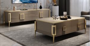 Gold legs Tv Stand And Coffee Table For Living Room
