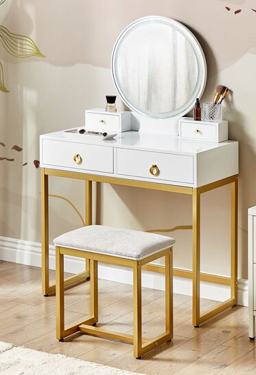 Modern delicate Wood and steel dresser mirror and Drawers