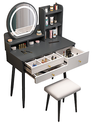 Bedside Wood makeup table with stool and Drawers