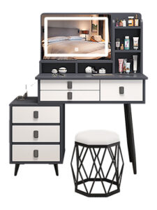 Exotic bedside Wood makeup table with stool and Drawers