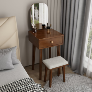Minimalistic Wood dressing table with stool and Drawers