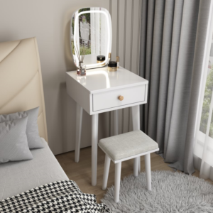 Minimalistic Wood dressing table with stool and Drawers