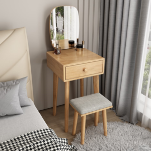 Minimalistic Wood dressing table with stool and Drawers