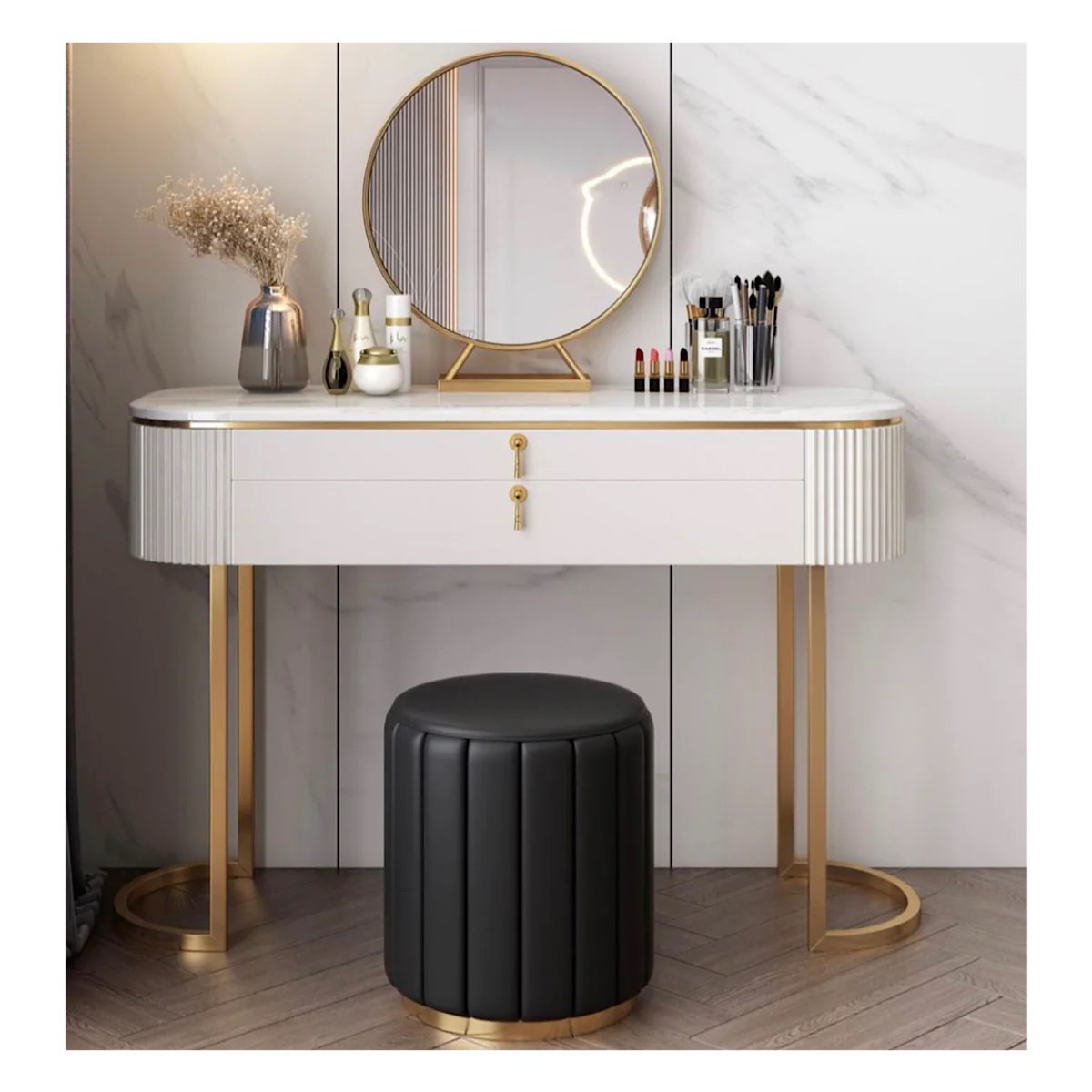 Luxury Dresser Make Up Vanity Table With Mirror And Stool