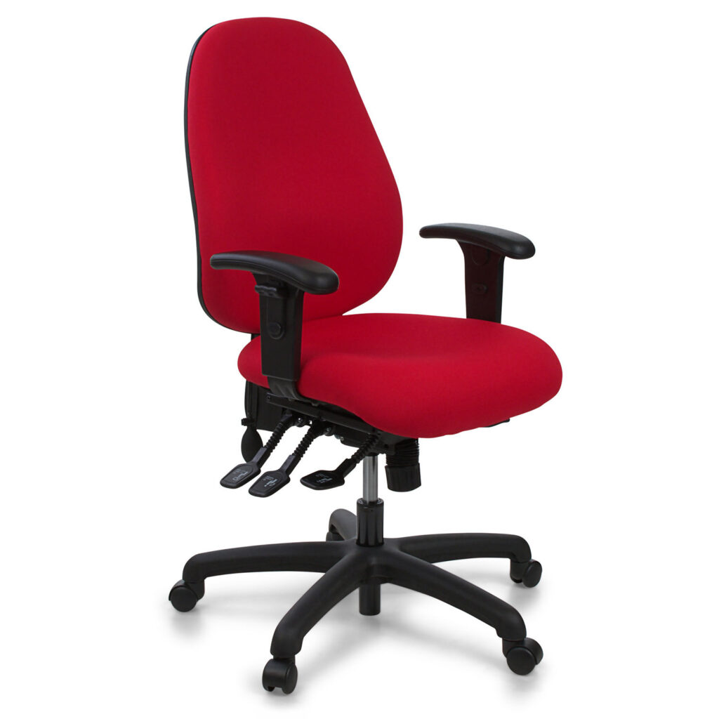 Mid Back Red Fabric Executive Swivel Office Chair with Nylon Arms