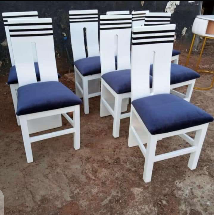 White Solid Wood Armless Dining Chairs