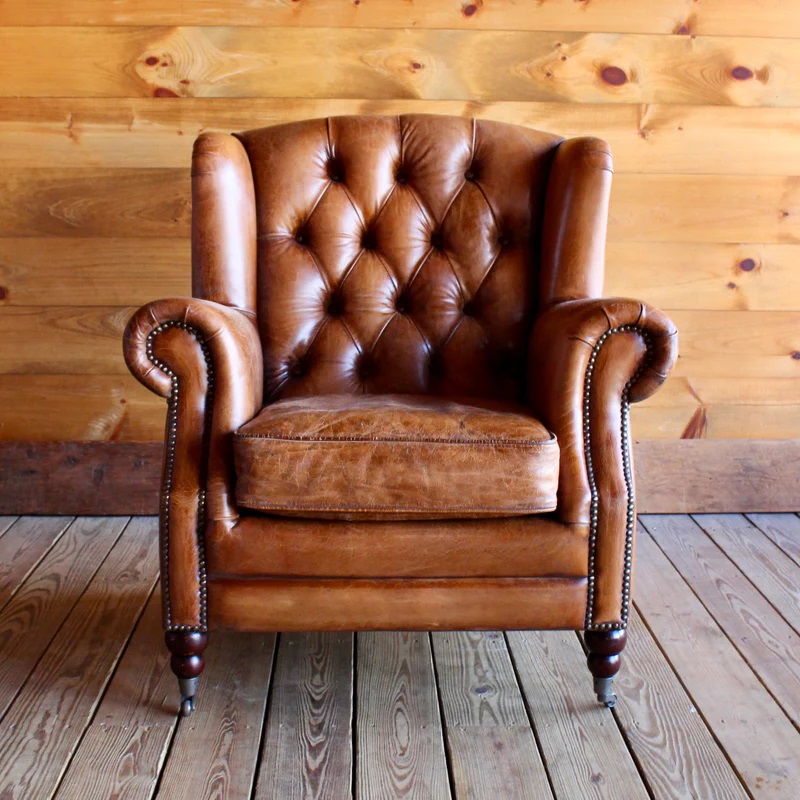 Leather chestafield arm chair