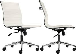 High Back Designer Armless White Office Chair