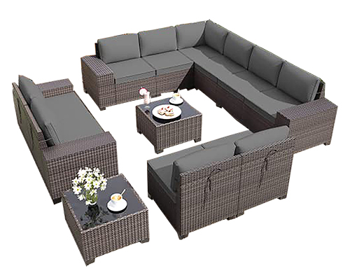 U shaped Outdoor rattan 9 seater with 2 center tables