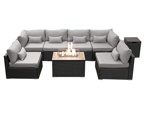 U shaped Outdoor rattan 8 seater with center table