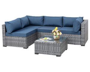 L shaped Rattan Outdoor set 5 seater with a center table