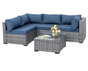 L shaped Rattan Outdoor set 5 seater with a center table