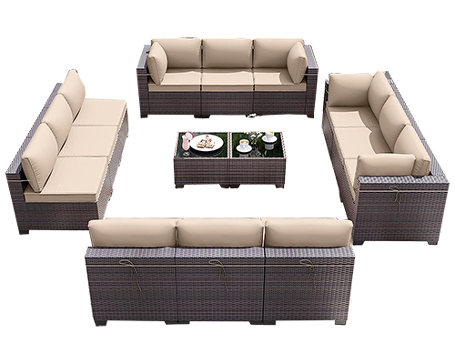 Brown coution Rattan Outdoor sofaset 12 seater with a center table