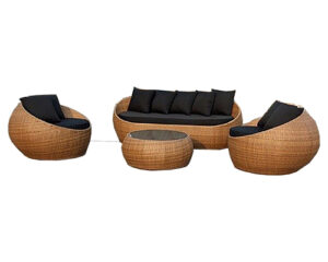 Outdoor Round Rattan Patio Set 5 seater