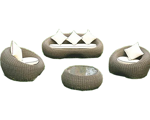Outdoor Round Rattan Patio Set 5 seater