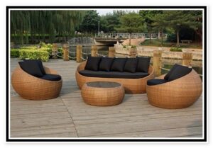Outdoor Round Rattan Patio Set 5 seater
