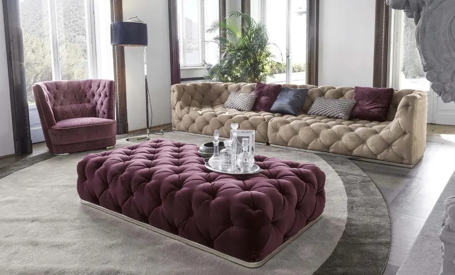 Luxury living room fabric sectional couch
