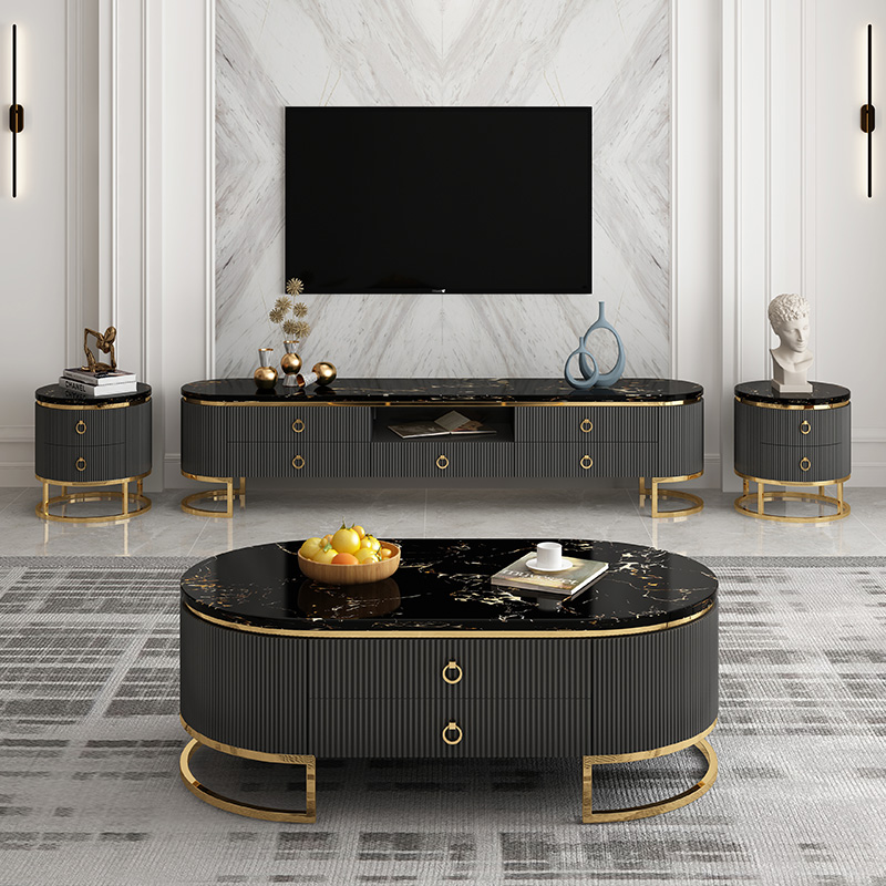 wooden TV cabinet multi-color set with center table