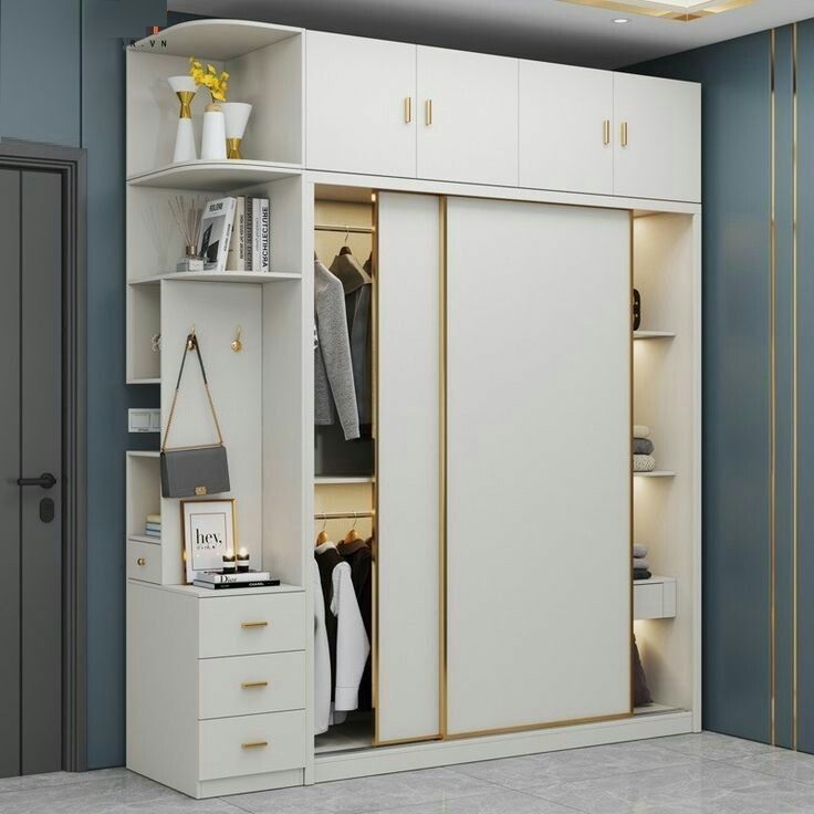Modern Custom Made 2 Sliding Door White Wardrobe Clothes Closet