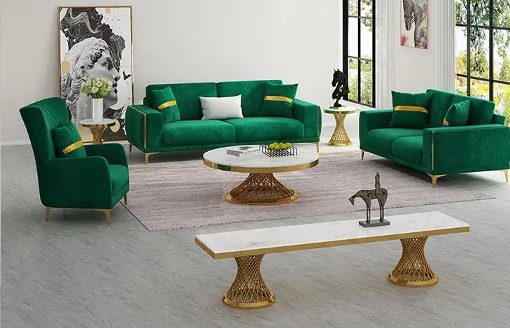 Velvet Chesterfield Fabric Sofa Set furniture Lounge Sofa Black