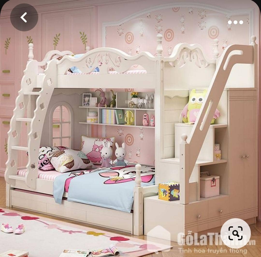 Modern Wooden Double Decker Bed with Stairs